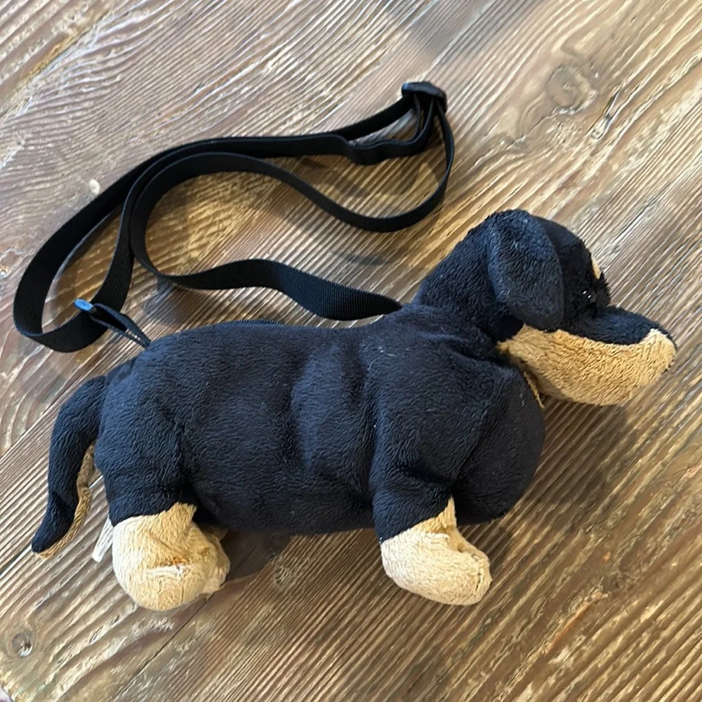 Whimsy purse Dachshund Stuffed Animal shoulder bag with zipper
